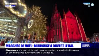 Alsace premiers visiteurs au marché de Noël de Mulhouse [upl. by Olifoet]