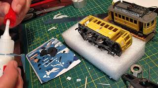 Rivarossi tram episode 17 preparing the trailer car for its last decal [upl. by Onaicul]