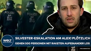 BERLIN SilvesterEskalation am Alexanderplatz 500 Personen gehen mit Böllern aufeinander los [upl. by Aleehs989]