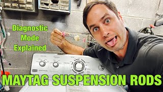 Maytag washer getting off balance bad  Change suspension rods  Diagnostic mode explained [upl. by Kennedy]