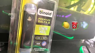 BINOID DELTA 8 DISPOSABLE REVIEW LEMON HAZE [upl. by Fem]