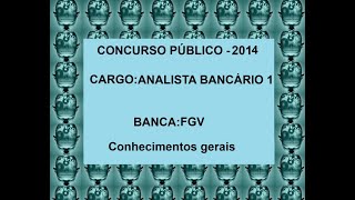 96  Concurso público  Analista bancário  Conhecimentos gerais [upl. by Llerut]