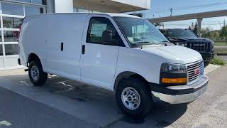 White 2023 GMC Savana Cargo Van Base Review Calgary AB  Wolfe Calgary [upl. by Annaitsirhc]