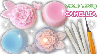 CANDLE CARVING  Camellia  How to Make Soft Candle  EASY  DIY  Satisfying [upl. by Winny]