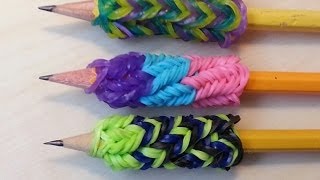 RAINBOW LOOM PENCIL GRIP  How to make EASY [upl. by Enelyt]