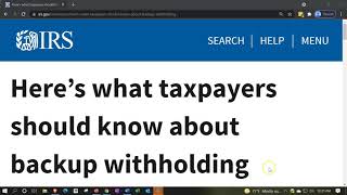 IRS Tax Tip  Here’s what taxpayers should know about backup withholding [upl. by Ziegler]