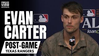 Evan Carter Reacts to INSANE Catch Robbing Alex Bregman in ALCS amp Playing for Texas at 21 Years Old [upl. by Nirad]