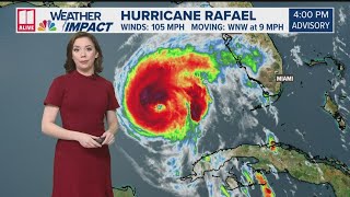 Latest on Hurricane Rafael  4p advisory track [upl. by Omsoc357]