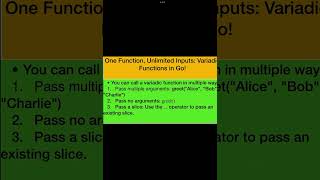 One Function Unlimited Inputs Variadic Functions in Go [upl. by Dusty]