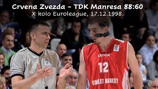 Crvena Zvezda  TDK Manresa 8860 X kolo Euroleague 17121998 [upl. by Enitsirk276]