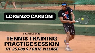 Lorenzo Carboni Tennis training practice session highlights ITF Forte Village Italy player [upl. by Ahsennek]