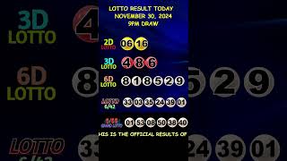 Lotto Result November 30 2024 9pm Draw shorts [upl. by Eerat799]