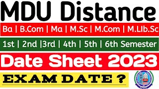 Mdu Distance Date Sheet 2023  Mdu Distance Reappear datesheet 2023  Mdu Distance Exam 2023 [upl. by Nirhtak111]