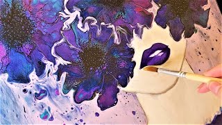 Beyond the Bloom Acrylic Pour Embellishing  Beautiful Woman Tutorial  Indigo [upl. by Illah]