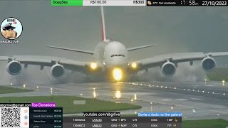 A380 DA EMIRATES SECOU A PISTA DE GUARULHOS [upl. by Lissak]