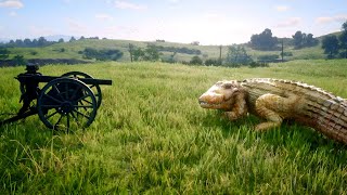 ¿Qué ocurre si disparas un cañón a Bullgator en RDR2 [upl. by Goodspeed]