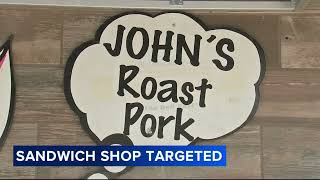 Johns Roast Pork in South Philadelphia targeted by vandal while owner on vacation [upl. by Jasisa]