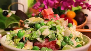 Chives Avocado Pea Tomato Endive Salad with Garlic Cashew Dressing  Take 3 [upl. by Sara497]