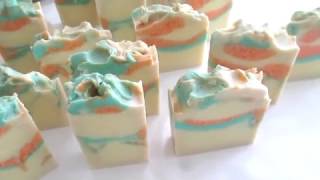 Ricing Soap  Making and Cutting Apple Blossom Cold Process Soap [upl. by Gnut]