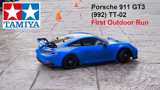 Tamiya Porsche 911 GT3 992 TT02 RC  First Outdoor Run [upl. by Naara126]