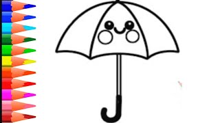 HOW TO DRAW A CUTE UMBRELLA EASY STEP BY STEP [upl. by Attiuqahs]