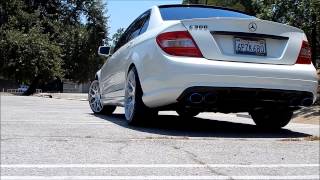 Mercedes C300 Muffler Delete  Quad Tips Revs [upl. by Urias]