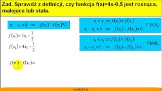 Określ monotoniczność funkcji z definicji  Matfiz24pl [upl. by Elbart221]