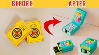 DIY Eraser  Sharpener box from matchbox  Teen Craft [upl. by Soirtemed]