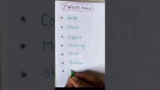 Metals name  gold  copper  silver  Mercury english study learning spokenenglish education [upl. by Ajnos931]