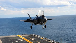 F35B Vertical Landing On USS Aircraft Carrier [upl. by Llennor]