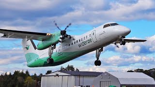 Widerøe Dash8300 x4  Polish airlift at Stord airport april 2020 [upl. by Anale944]