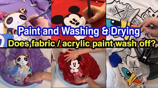 Fabric paint VS acrylic paint on clothesMachine WashingampDrying VS Handwash Hand Painted Clothes2020 [upl. by Dyrrej482]