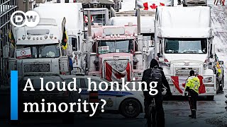 Canadian truckers protest vaccine mandate  DW News [upl. by Cati606]