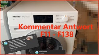 Miele Waschmaschine  F11  F138  Kommentar Antwort an B [upl. by Anauqahs]