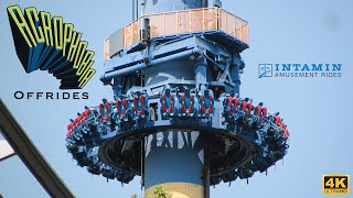 4K Acrophobia Offrides Intamin Standup Gyro Drop TowerSix Flags Over Georgia [upl. by Kanor]