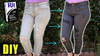 HOW TO DYE DENIM JEANS  GRAY TO BLACK  Lucykiins [upl. by Alley]