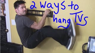 2 ways to hang TV on wall mount into stud and drywall review [upl. by Ellekram]