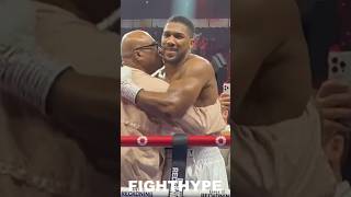 Anthony Joshua SECONDS after KNOCKING OUT Otto Wallin HUGS DAD amp CELEBRATES in Ring [upl. by Hayifas]