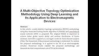 A Multi Objective Topology Optimization Methodology Using Deep Learning and Its Application to Elect [upl. by Phiona187]