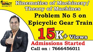 Problem No 5 on Epicyclic Gear Train  Gear Trains  Kinematics of Machinery Theory of Machines [upl. by Aerehs]