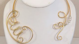 ►  TUTO  Création Collier de mariage en fil aluminium et perles nacrées [upl. by Akinod]