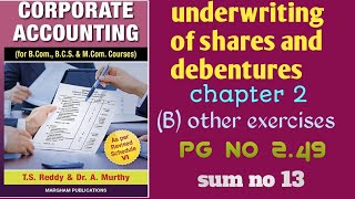 UNDERWRITING OF SHARES AND DEBENTURES  chp 2  sum no 13 corporate accounting [upl. by Pasia]