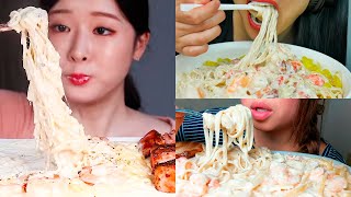 ASMR BEST CREAMY SHRIMP PASTA eating sound Satisfying Mukbang Compilation [upl. by Gitlow]