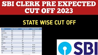 Sbi Clerk Pre 2023 Expected Cut offState Wise cut off sbiclerk sbija23 sbija sbiclerk2023 [upl. by Ecitnerp]