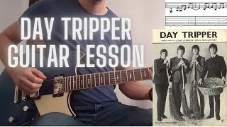 Day tripper Guitar Riff Lesson Tutorial for Beginners Intermediate  The Beatles [upl. by Cyrille884]