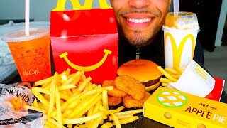 ASMR MCDONALDS NO TALKING EATING SOUNDS MUKBANG KIDS CHEESEBURGER NUGGETS FRIES HAPPY MEAL TOY [upl. by Gurolinick557]