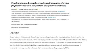 Phyiscally consistent simulation of quantum dissipative dynamics with neural networks [upl. by Hendry]