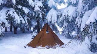 Solo Hot Tent Camping  Firehiking Tipi Tent Compilation [upl. by Shanney67]