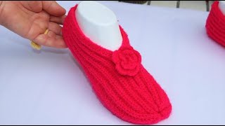 Como Tejer Pantuflas con dos Agujas  Handmade Diy [upl. by Murvyn204]