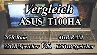 Vergleich Asus T100HA 2GB Ram VS 4GB Ram [upl. by Bunnie]